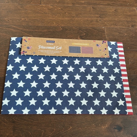 Envogue Americana Placemats Red White Blue New July 4th Stars Stripes - Picture 2 of 4